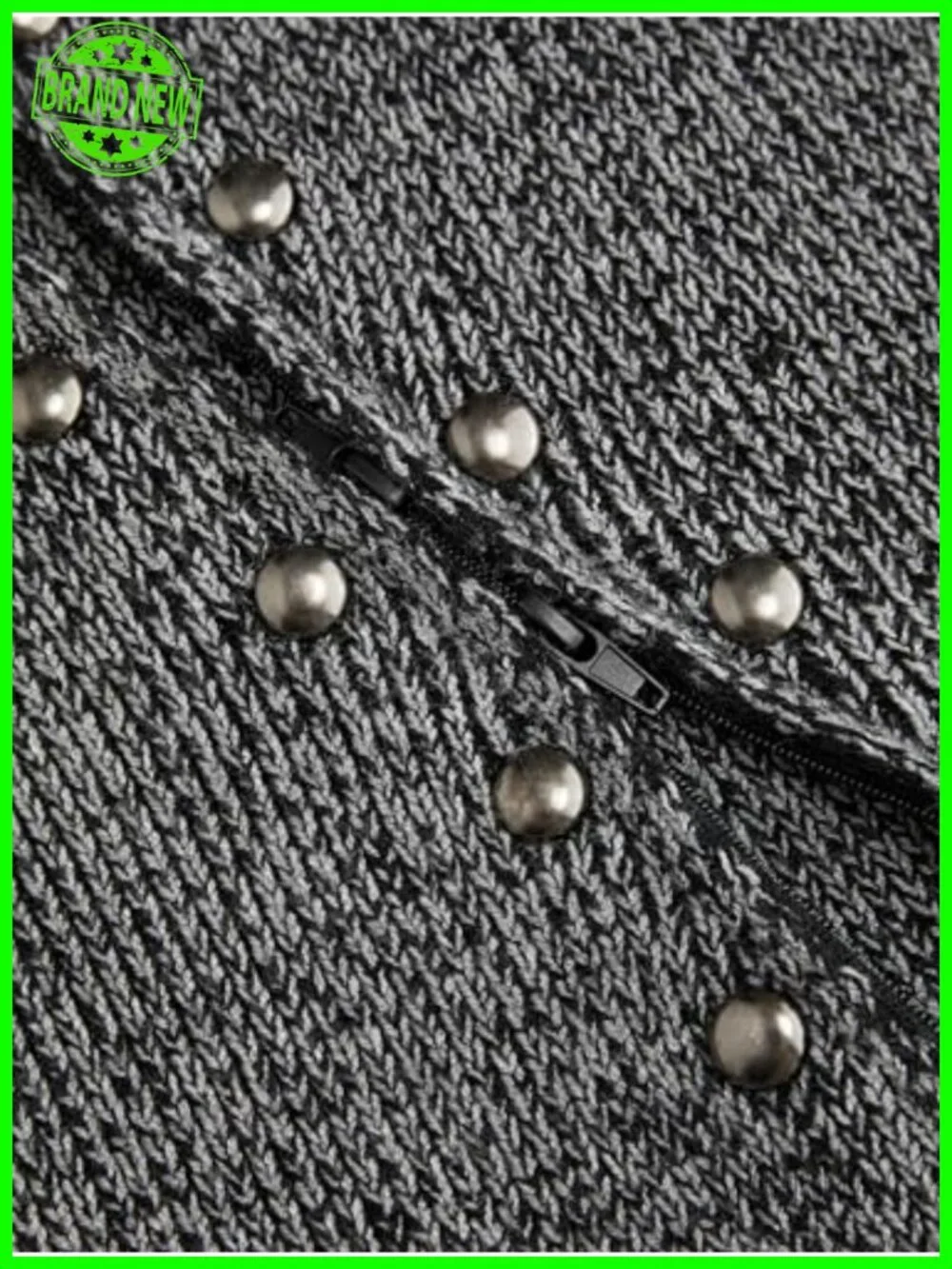 Women's Cropped Sweater Vest Rivet Sleeveless Turtleneck Zip Up Cardigan